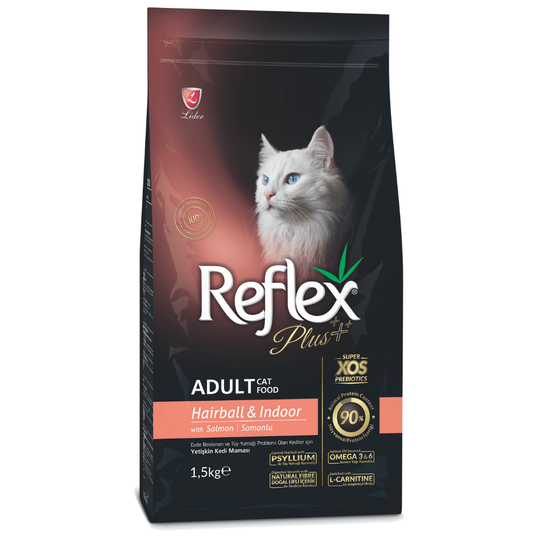 Reflex Plus Premium Adult Cat Food - Hairball & Indoor Salmon 1.5kg | PetStore Kenya